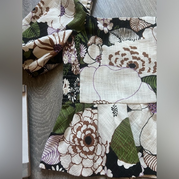 MAJE Loflower cropped organic cotton puff sleeve button down peplum top size 2/M - Picture 12 of 16